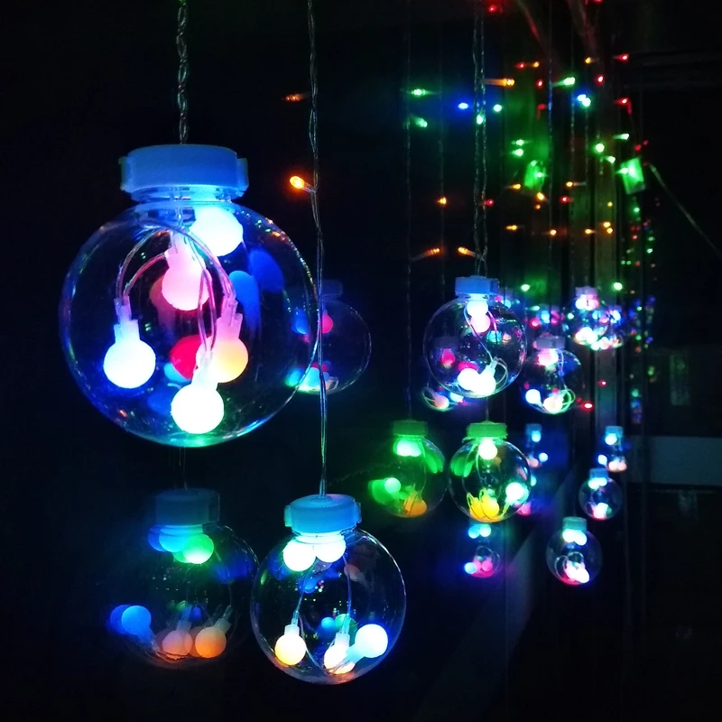 JSEX LED Ball Lighting String Cutains Lights 2 5 м белый/RGB праздничное освещение сказочные огни