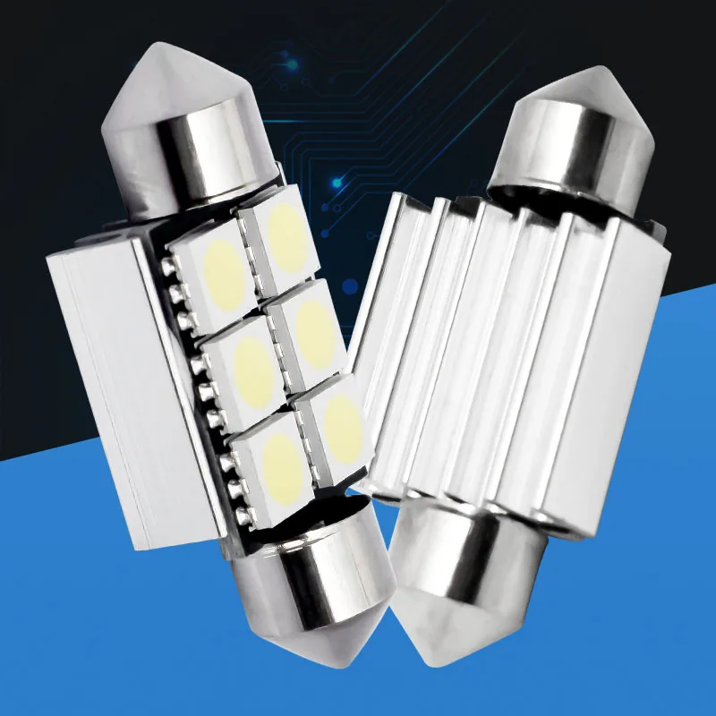 10 шт. 36 мм c5w 6 smd 5050 светодиодная canbus без ошибок Автомобильная гирлянда купольная