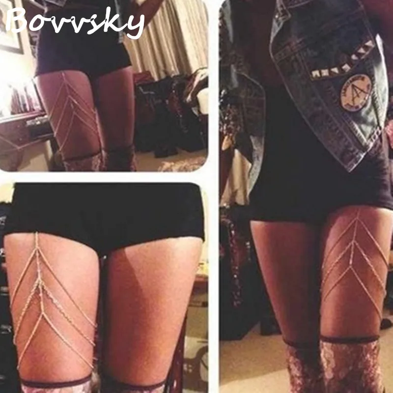 Bovvsky модные сексуальные ювелирные изделия ноги цепи бедра черный и серебряный