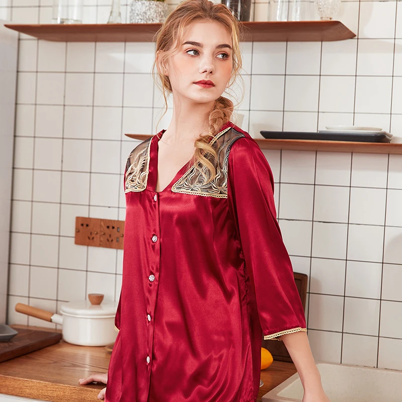 Roseheart Весенняя новинка красная Синяя женская ночная рубашка пижамные комплекты