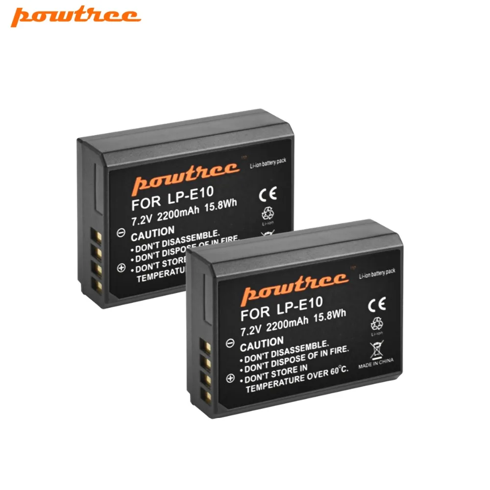 

Powtree camera battery 7.2V 2200mAh for Canon 1100D 1200D 1300D 1500D 3000D KISS X50 X70 X80 EOS Rebel T3 T5 T6 Camera LC-E10E