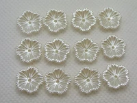 200 ivory acrylic pearl flower bead cap beads 12mm sewing bow center