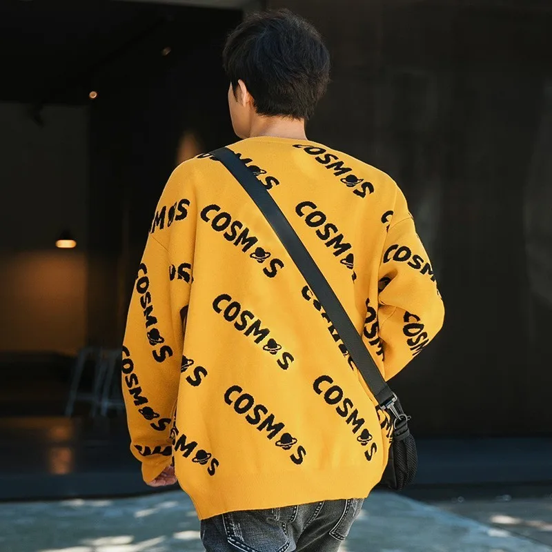 Letter Sweaters Men Autumn Thick Warm Mens Knitted Outerwear Casual Male Sweater Homme Hip Hop Spring Pullovers Clothes | Мужская одежда