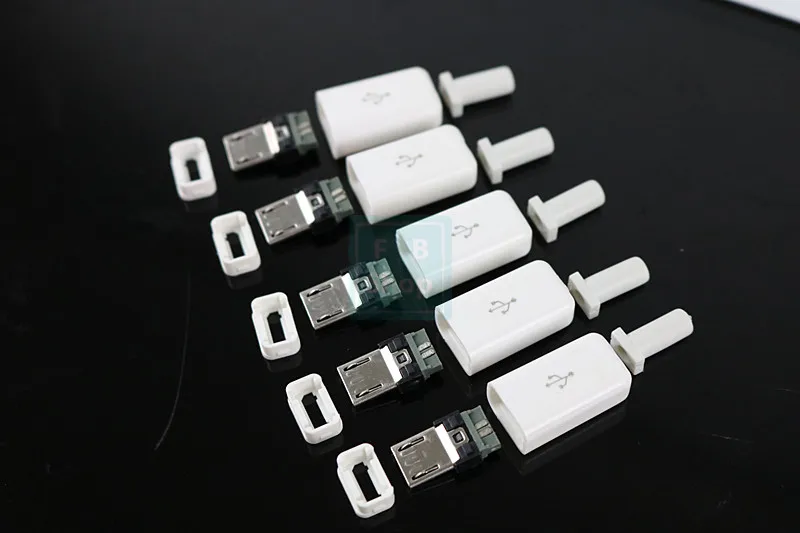 10 шт. 5 штырьков белый черный Micro USB штекер-коннектор зарядное устройство 5P
