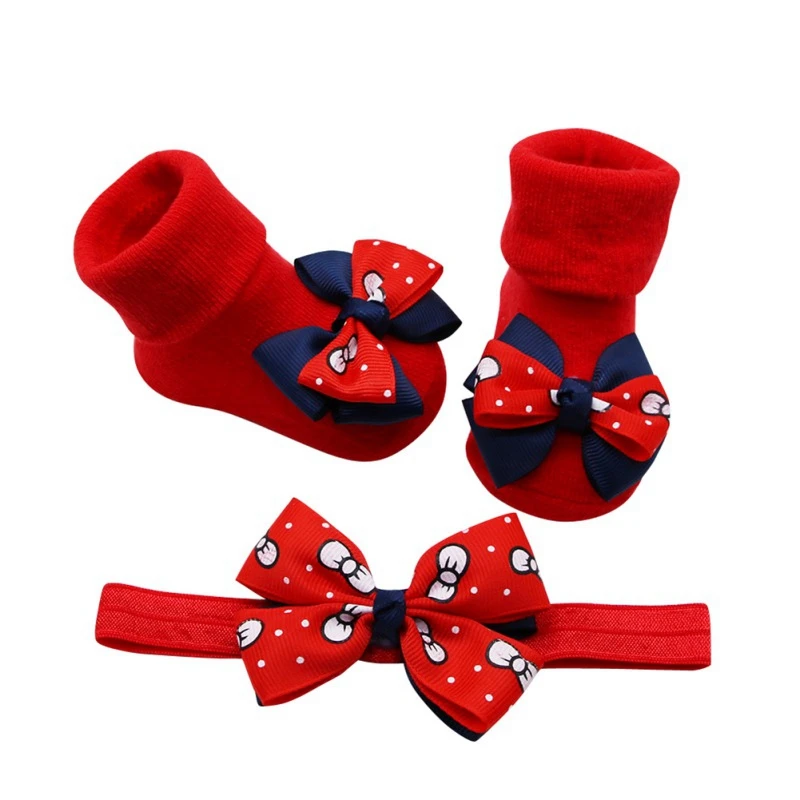 2 шт./компл. хлопок Детские носки для девочки, Bebe, для новорожденных, малышей и детей младшего возраста состоящий из носка+ повязка на голову с бантом для младенцев нескользящие носки клея на день рождения носки 0-1Years