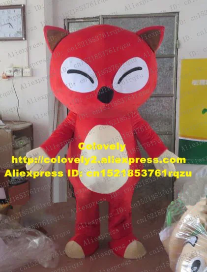 Tricky Red Fox Mascot Costume Cartoon Character Mascotte Adult Fancy Dress Cream-coloured Gloves Round Stoamch ZZ217 Free Ship |