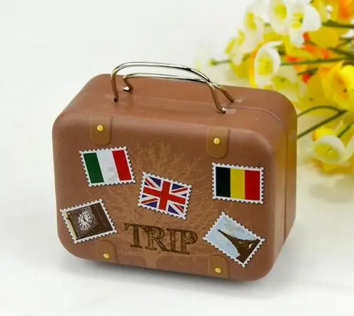 120 шт./лот Континентальная Мини жестяная коробка ретро чемодан сумка маленькая