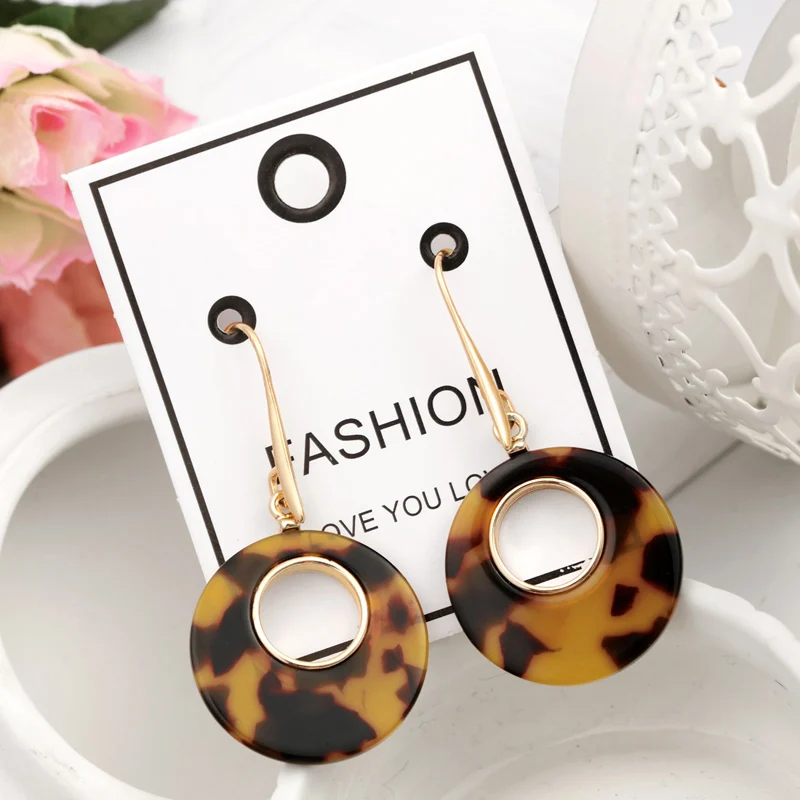 Trendy 2019 Statement Acetic acid Drop Earrings For Women Resin Big Round Fashion Geometric Acrylic Jewelry | Украшения и