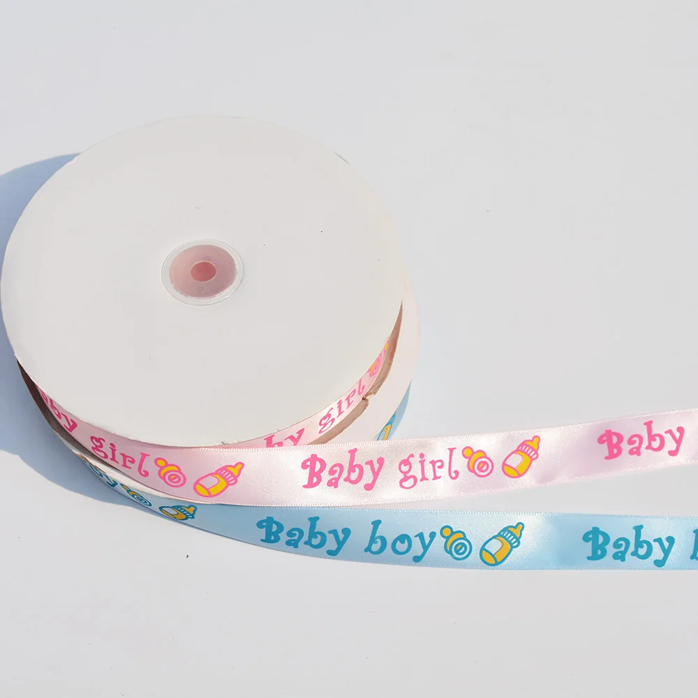 10 ярдов синий и розовый это лента с принтом для мальчиков девочек сатиновые