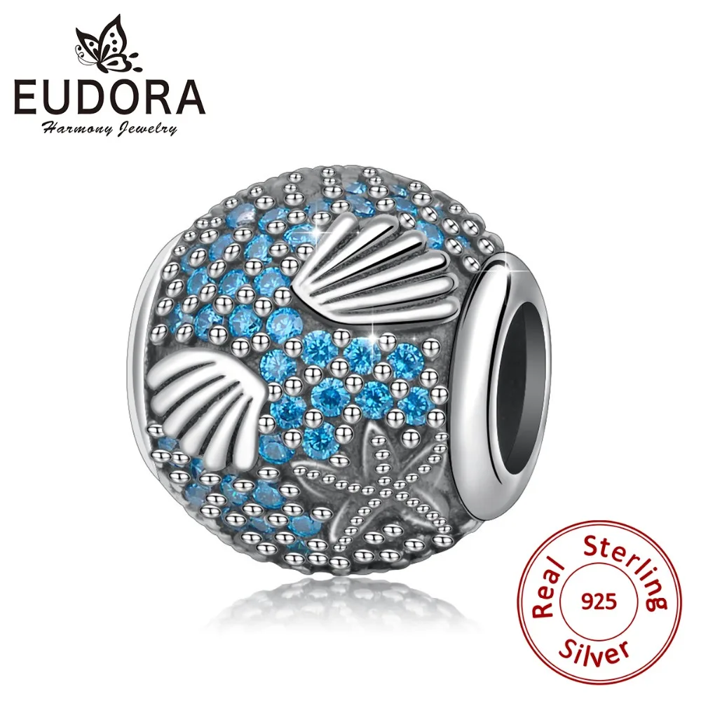 Серебряные Подвески EUDORA 100% настоящие 925 пробы амулеты с морской звездой подходят