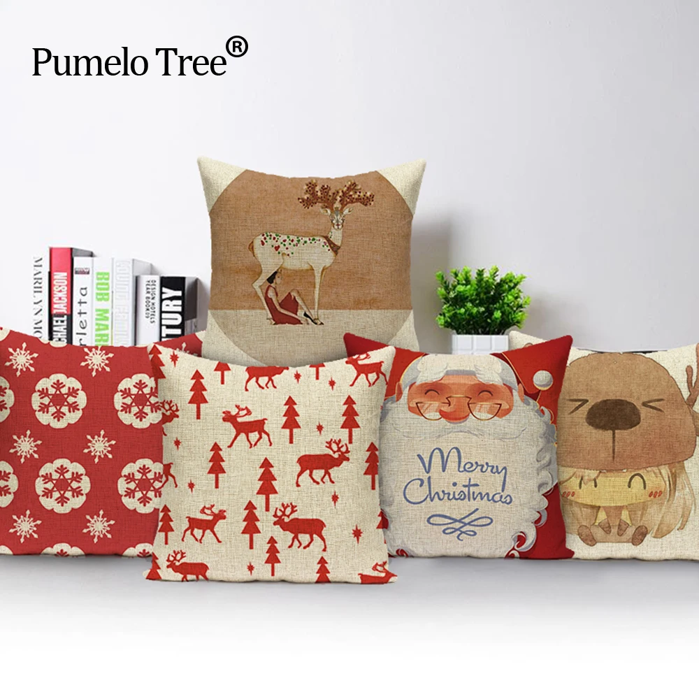 Подушка с лосем для рождественского фестиваля наволочки Деда Мороза детского