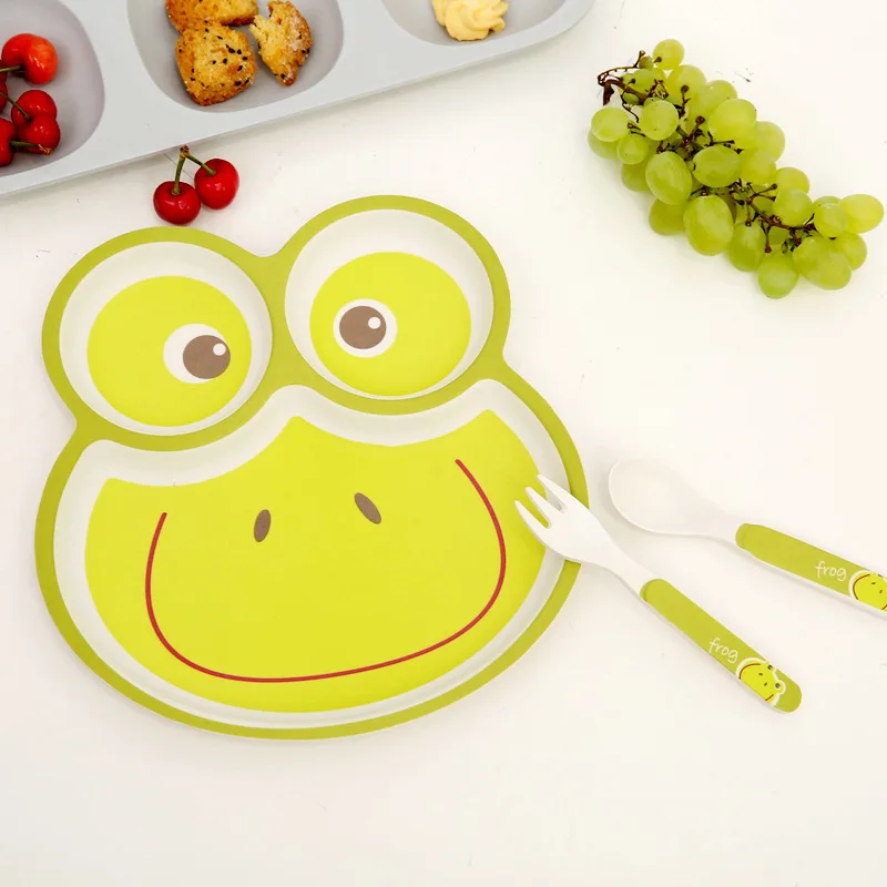 3 шт./компл. детские столовые приборы из бамбукового волокна с мультяшными