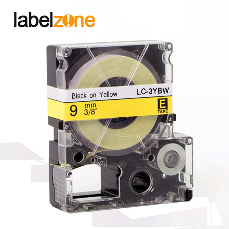 

9mm Black on Yellow compatible Epson LC-3YBW/SC9YW label tapes strong adhesive laminated lc3ybw lc 3ybw label ribbon for KingJim