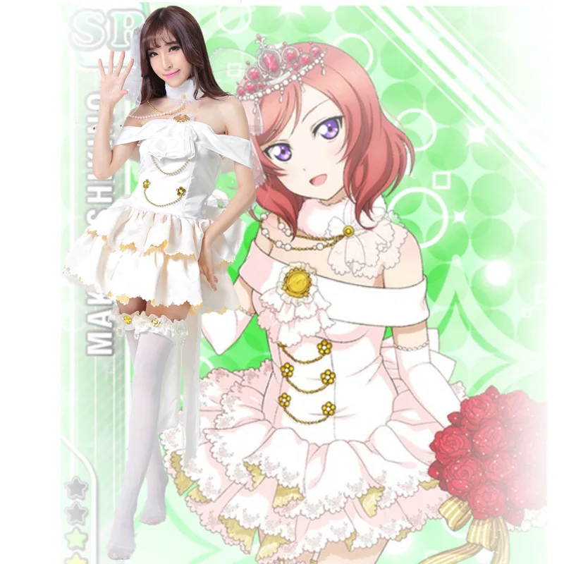 

Love Live Maki Nishikino Cosplay Costumes Lolita Wedding dress Costume For Women White Dress Kawaii Costume Lolita Cute Cosplay