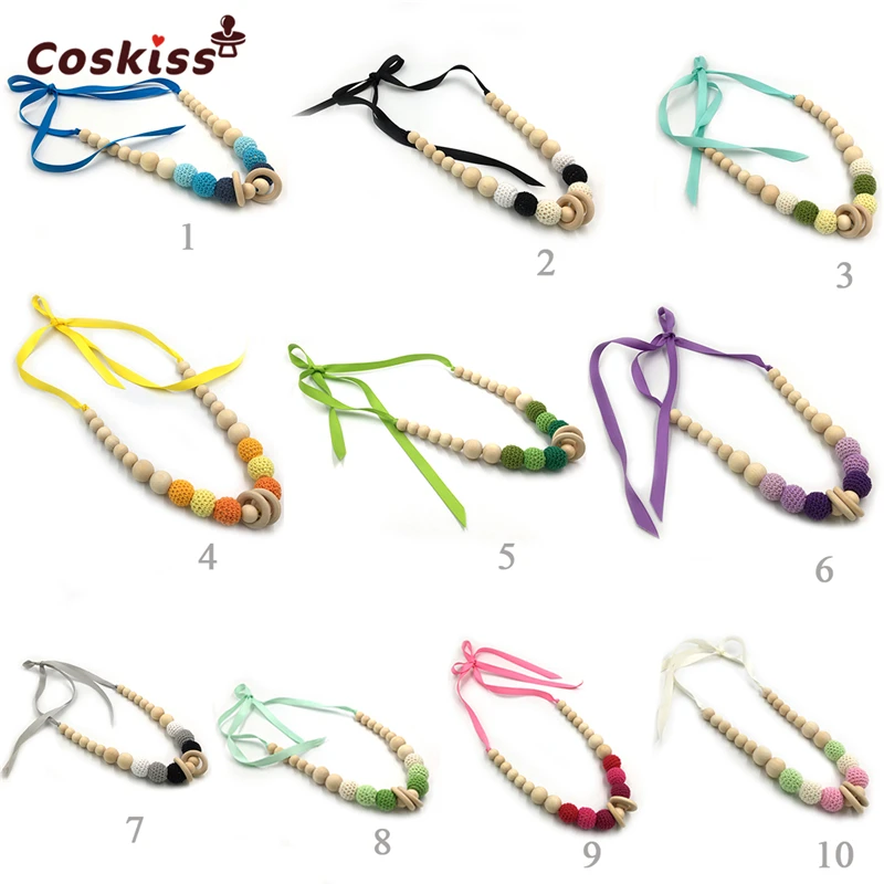 10 шт. ожерелье прорезыватель для зубов из натурального дерева|baby teether|necklace