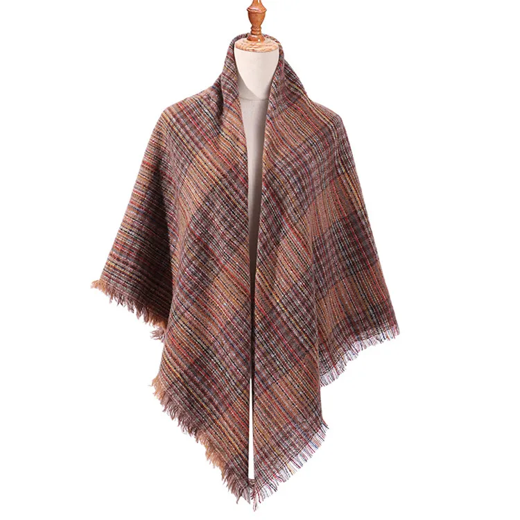 F12 Squre scarf Полосатый Женский шарф, зимние кашемировые шарфы, квадратные шали для женщин, вязаные шарфы, бандана, теплые шарфы - Цвет: F12 Squre scarf