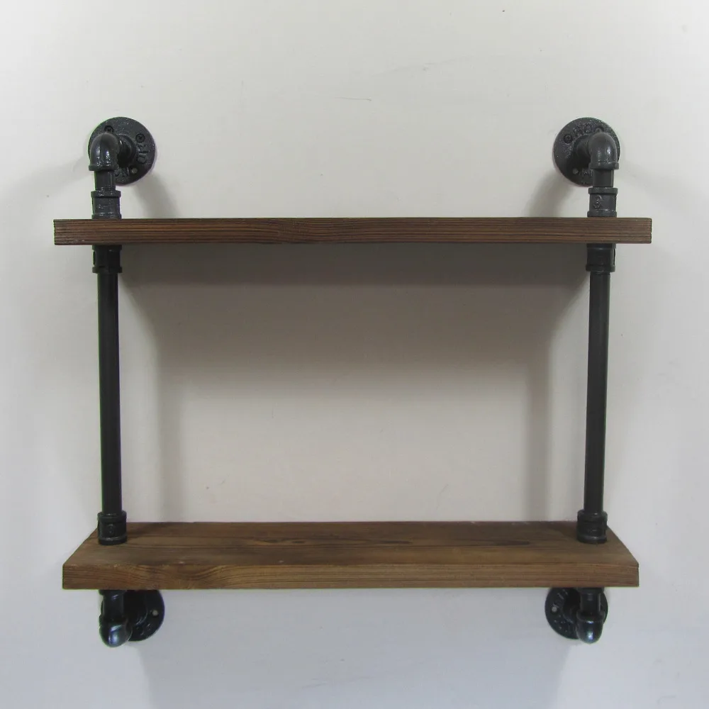 Промышленная деревенская городская железная труба настенная полка 2 слоя