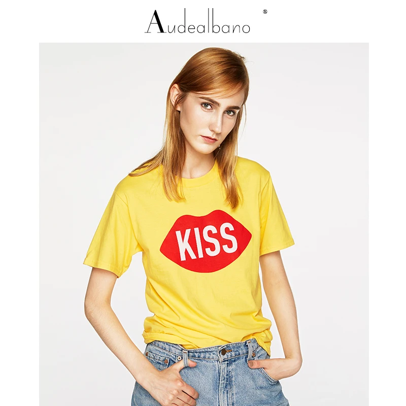 Средства ухода за губами поцелуй письмо футболка Для женщин летние футболки