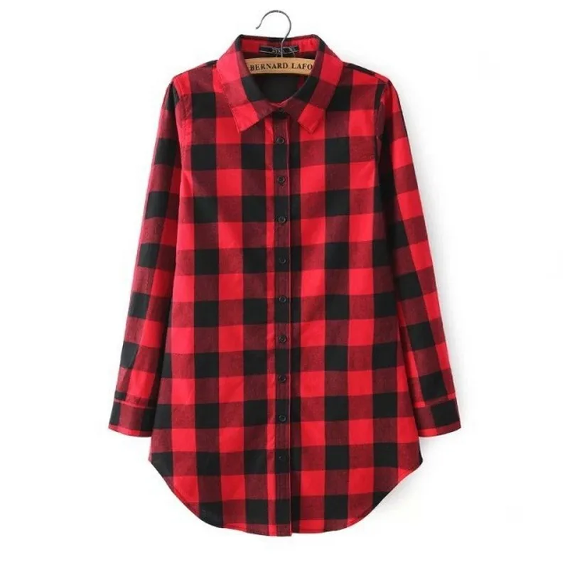

Europe and the United States hot style fall 2019 joker long shirt shirt in the grid