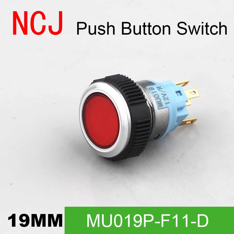 NCJ 19 мм PC кнопочный переключатель IP67 поддерживаемый Попеременный и Мгновенный со