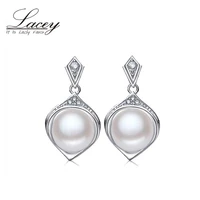 lacey wedding pearl earringstrendy white natural pearl earrings 925 sterling silver fine jewelry party gift brincos perolas