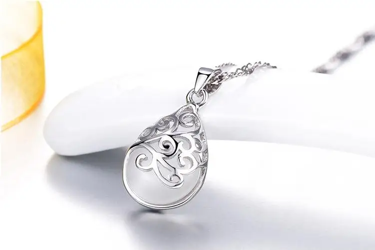 Женское ожерелье с подвеской из серебра 100% пробы опалом | Украшения и аксессуары