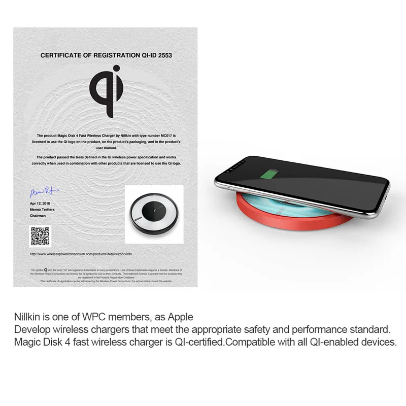 NILLKIN 10 Вт Qi Беспроводное зарядное устройство для iPhone xs xr x 8 Plus Быстрая зарядка Pad