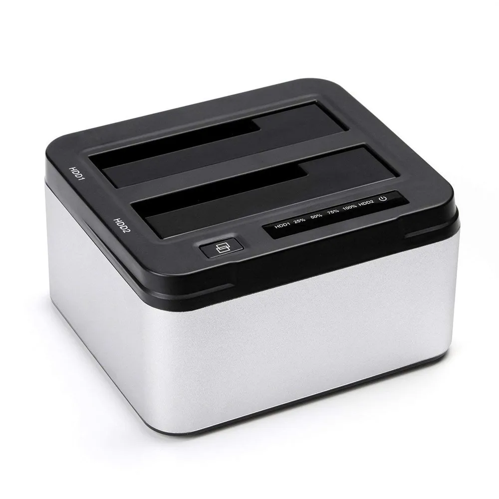 

Aluminum Dual Bay USB 3.0 to SATA External Hard Drive Docking Station with Offline Clone Function for 2.5 Inch 3.5 Inch HDD SSD