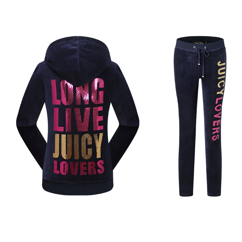 Juicy Lovers бренд весна осень женские спортивные костюмы розовый черный зеленый бархат молния письмо повседневные спортивные костюмы спортивный костюм