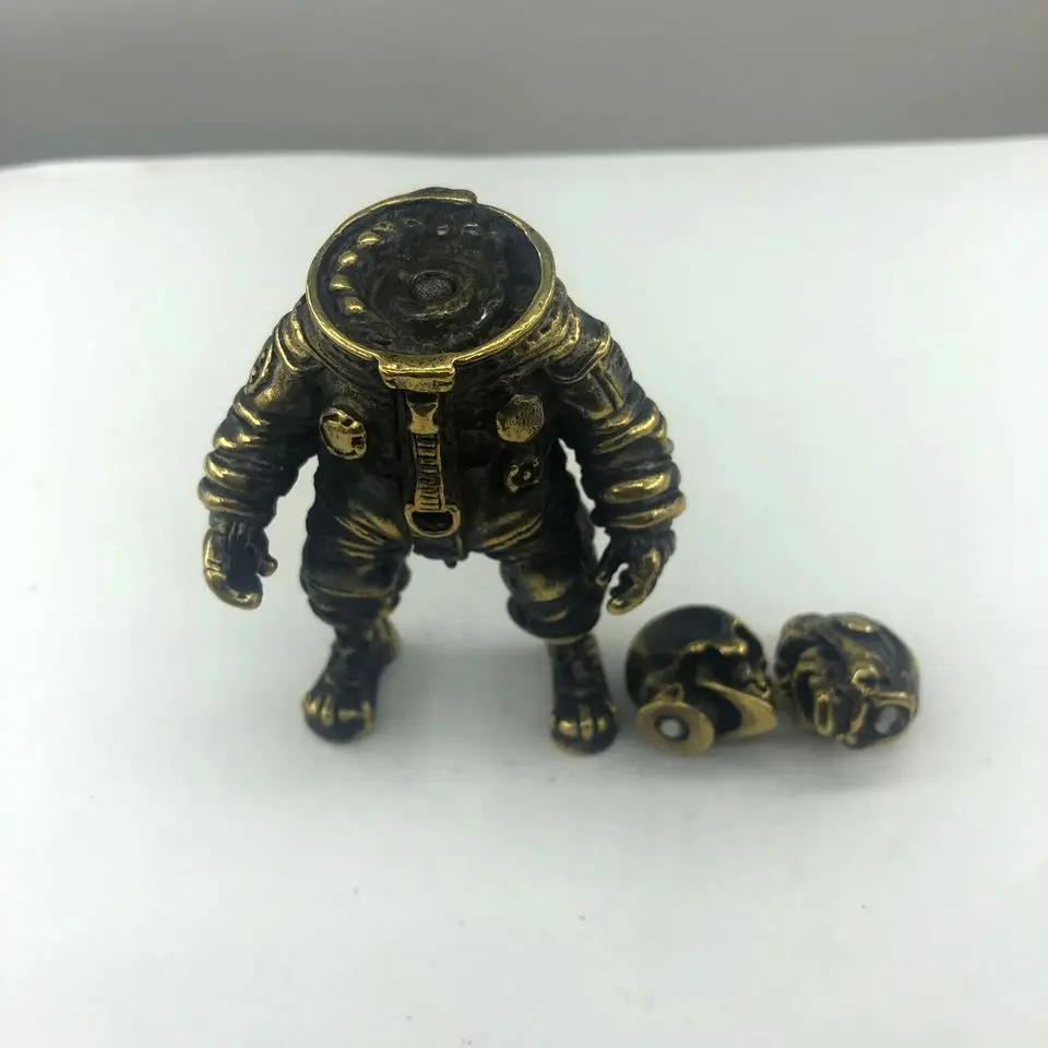 Твердая латунь космонавт череп художественные фигурки каллиграфия пресс папье