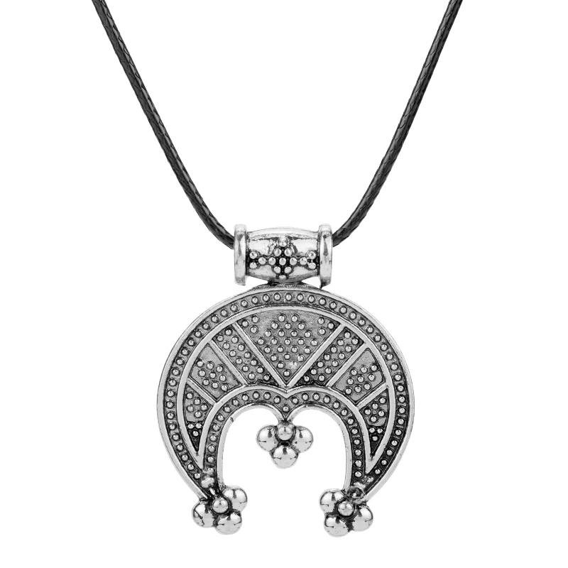 B Viking Aegishjalmur, амулет, ожерелье, ювелирное изделие, трикорн, лунула, защитный полумесяц, нордическая подвеска, ожерелье, с цепочкой, аксессуары - Окраска металла: B