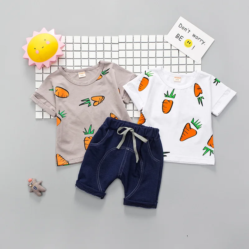 Carrot Baby Clothes Summer Boy Girl T-shirt/vest + Shorts 2pcs/sets Toddler Cotton Clothing Children Fashion Casual Active Suits | Детская