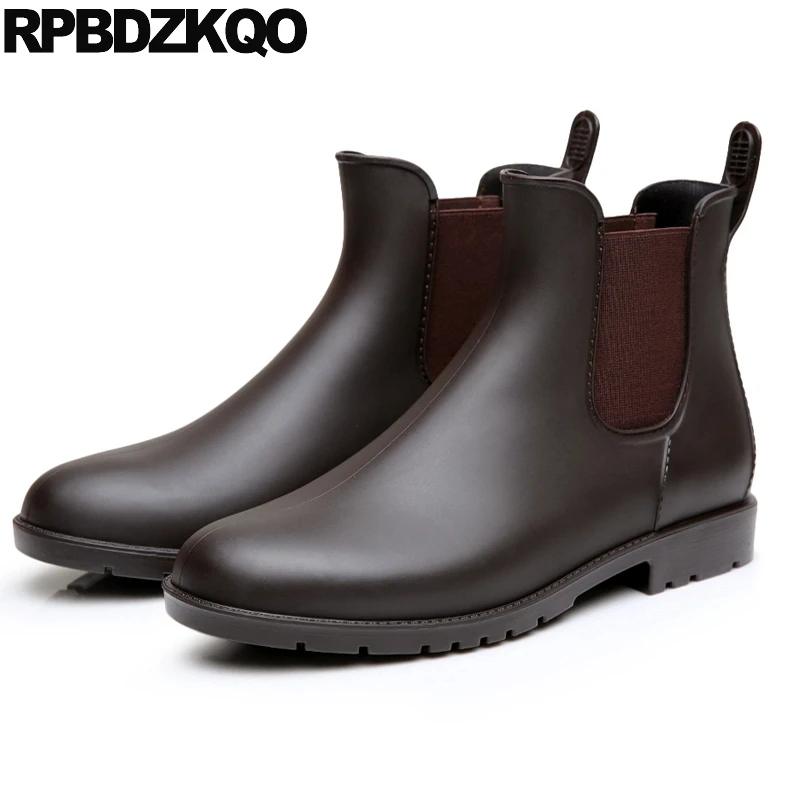 

Shoes Brown Short 2021 Fur Ankle Cheap Mens Rubber Rain Boots Chelsea Booties Slip On Winter Rainboots Autumn Pvc Waterproof
