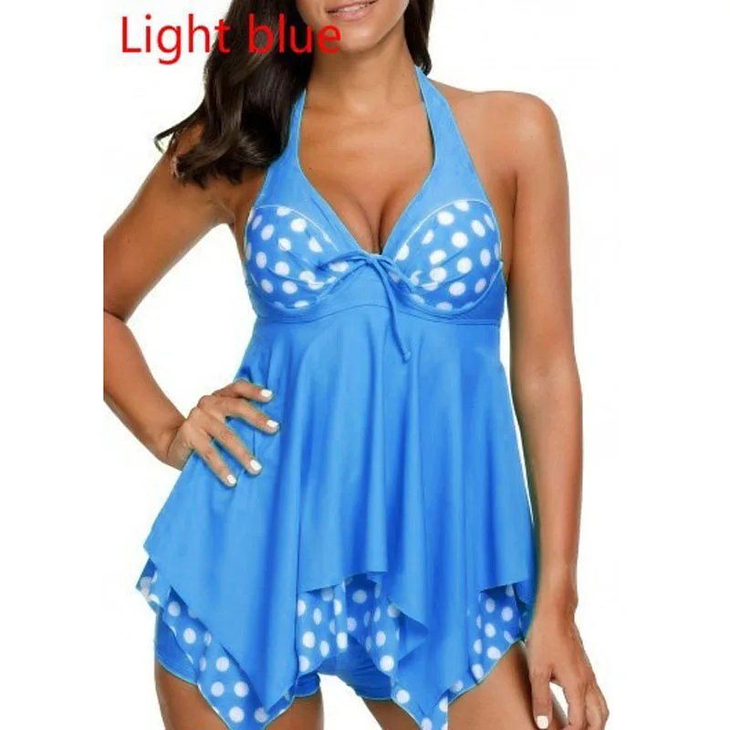 IASKY 2018 New Swimsuit Women Tankini Plus Size Swimwear Two Piece Push Up Halter Bathing Suits S--5XL | Спорт и развлечения