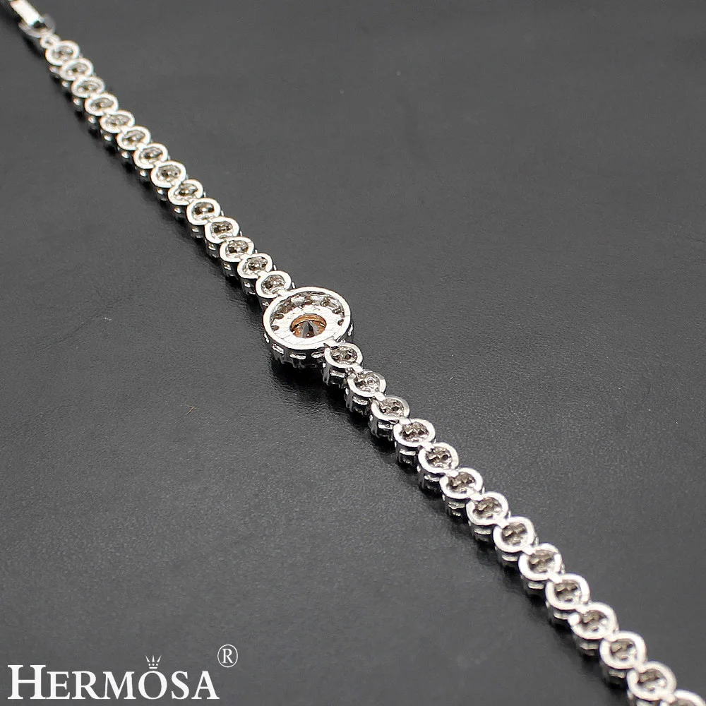 Hermosa ювелирные изделия бриллиантовые браслеты серебряного цвета Morganite 7 дюймов 17