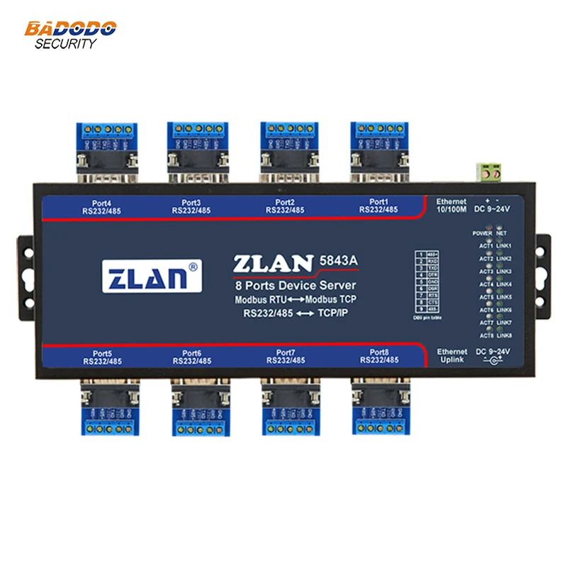 Конвертер ZLAN5843A RS232 RS485 в Ethernet с 8 портами промышленные последовательные