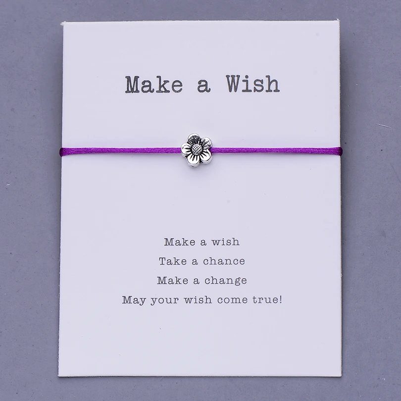Pipitree Make a Wish, мини-браслет с цветами, женский, регулируемый, на удачу, красные браслеты, для женщин, детей, Wish, ювелирное изделие, карта, подарок
