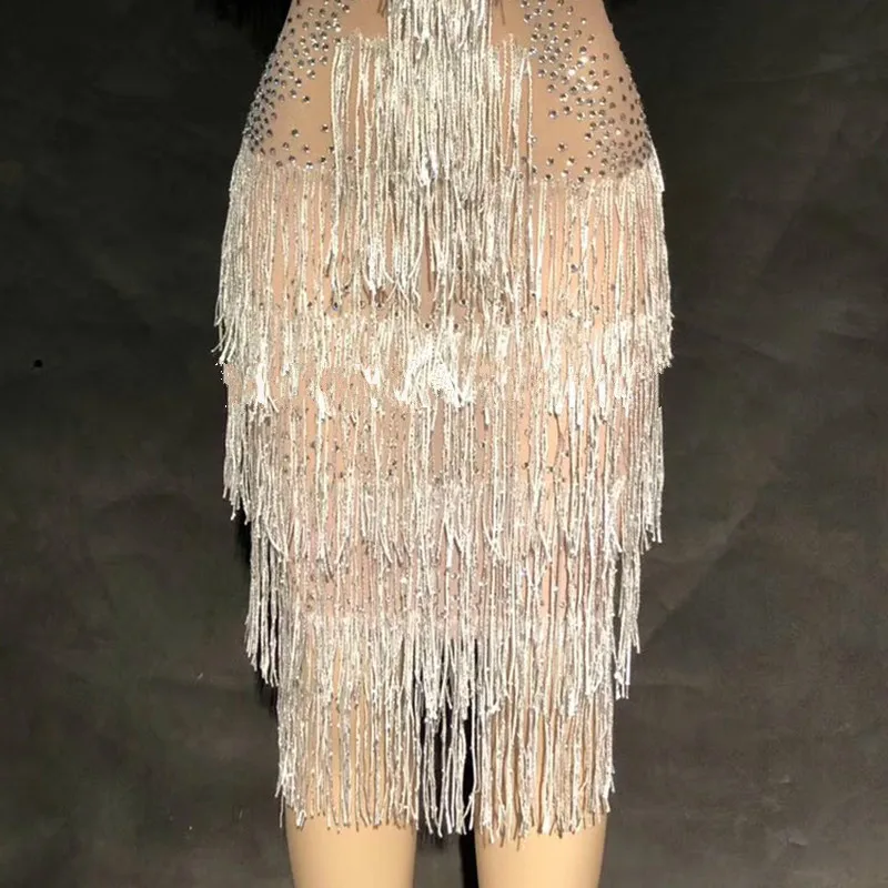 2019 модное сексуальное блестящее Прозрачное платье с бахромой женские прозрачные