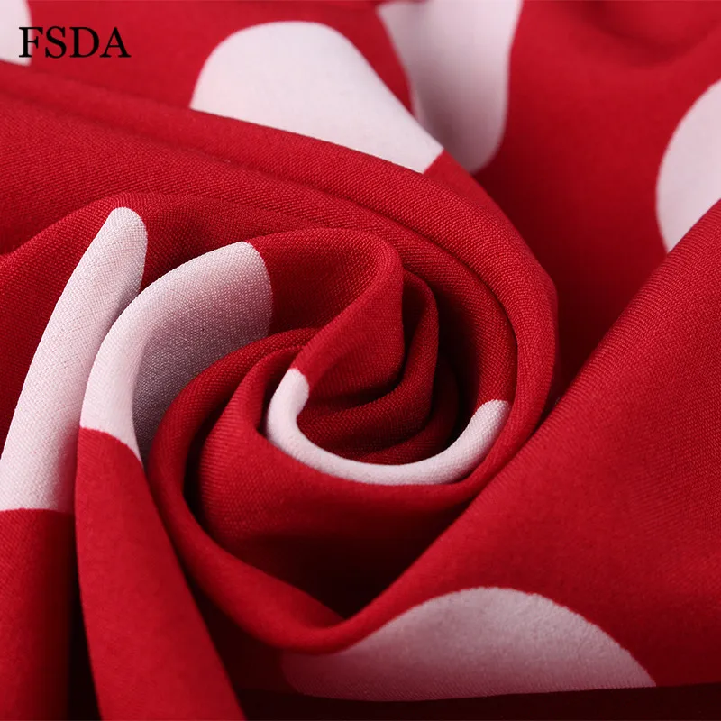 Женское пляжное платье миди FSDA Элегантное повседневное в горошек с запахом