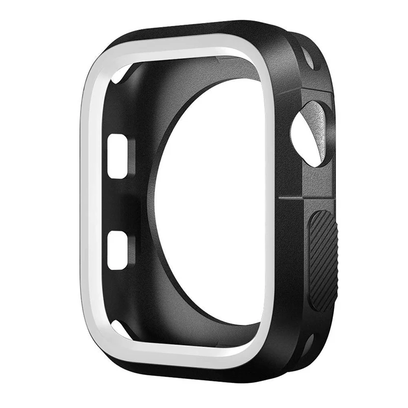 black white MDNEN 42 мм 38 мм анти-осенний чехол для Apple Watch чехол для Iwatch 1 2 3 4 Мягкий силиконовый чехол 40 мм 44 мм спортивный Чехол - Цвет: black white