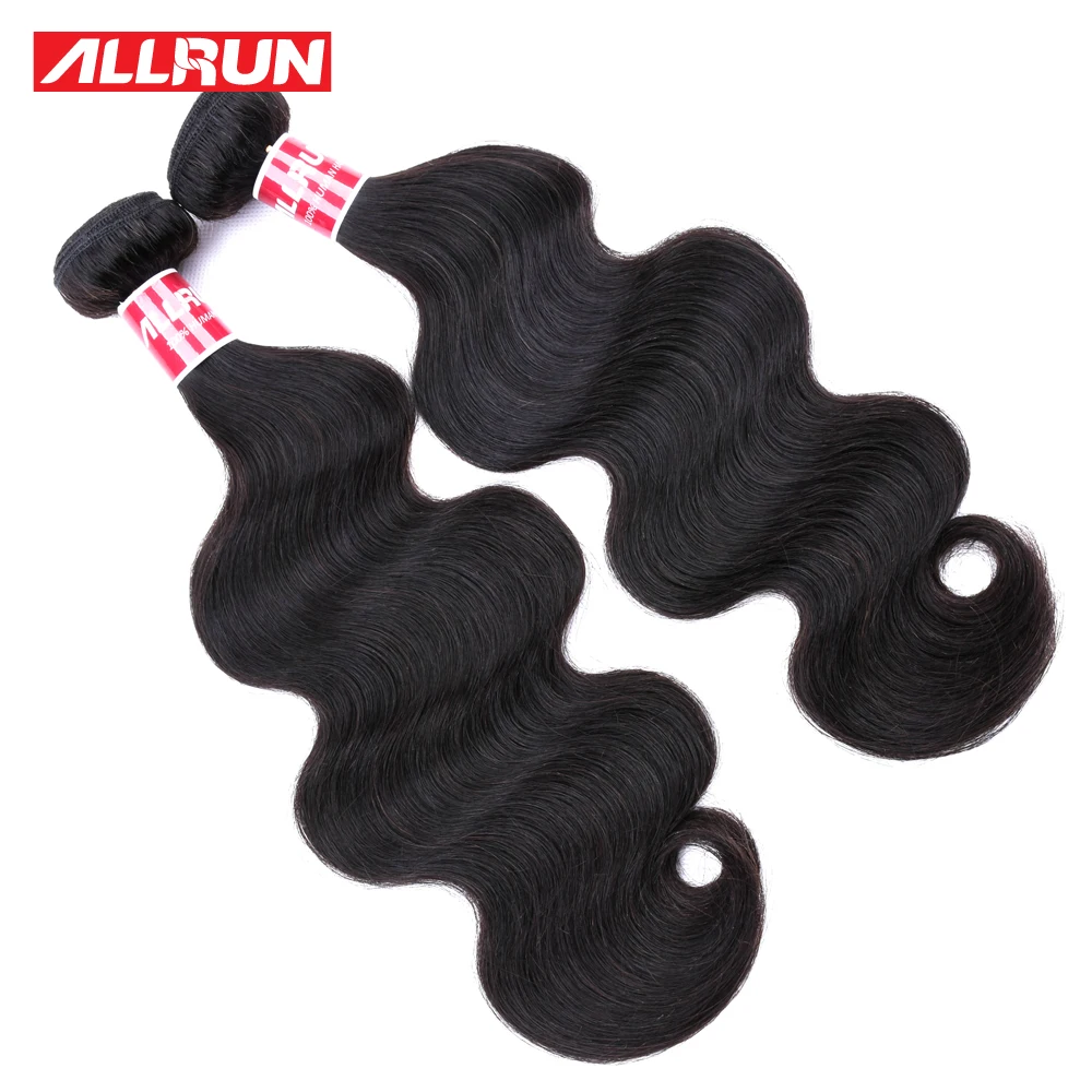 Brazilian Body Wave Hair Bundles 100% Human Weave Natural Black Color Allrun Non Remy 8-24 Inch | Шиньоны и парики