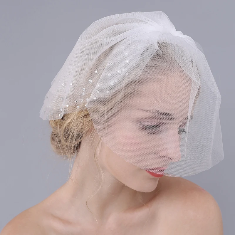 Elegant Romantic Short Beads wedding veils Light Ivory Veil for Wedding Bridal Tulle in High Quality | Свадьбы и торжества
