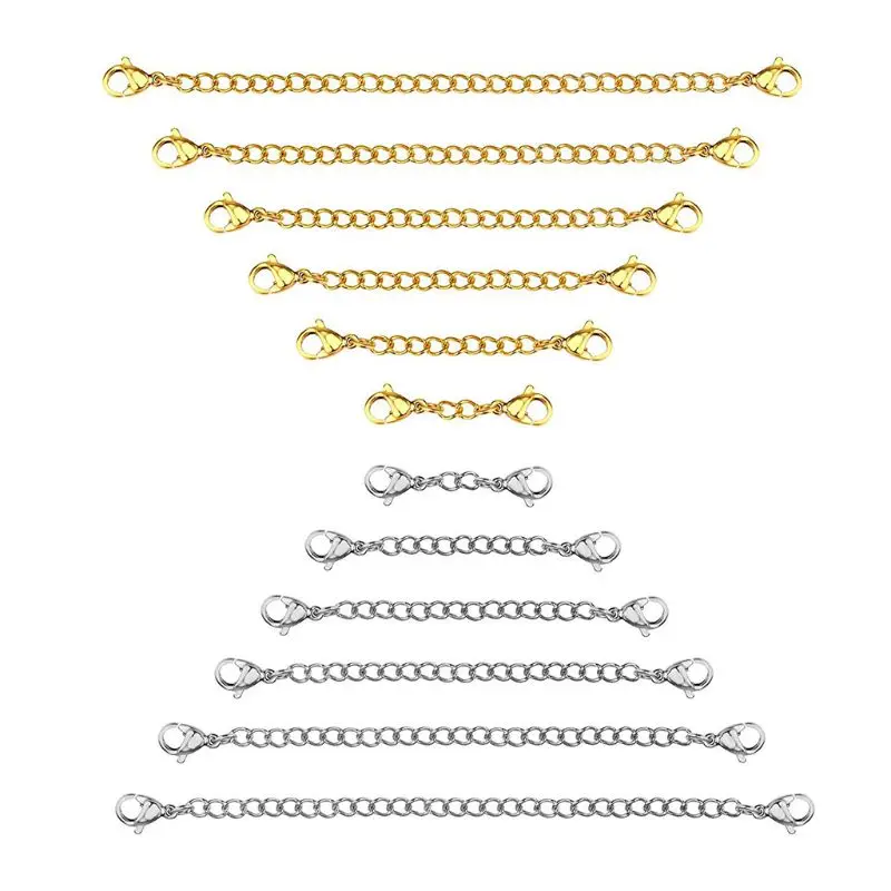 15 шт леди для ожерелья для ножного браслета удлинитель браслета цепи из нержавеющей стали с двойной головкой Пряжка омаров хвост цепи ювелирные аксессуары