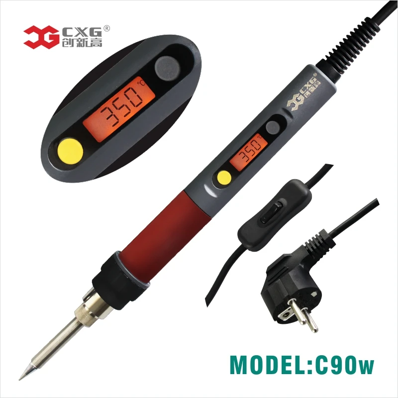 

Электрический паяльник C90W CXG, ЖК-дисплей, с регулируемой температурой, с европейской вилкой, Сварочная паяльная станция, тепловой карандаш, паяльник