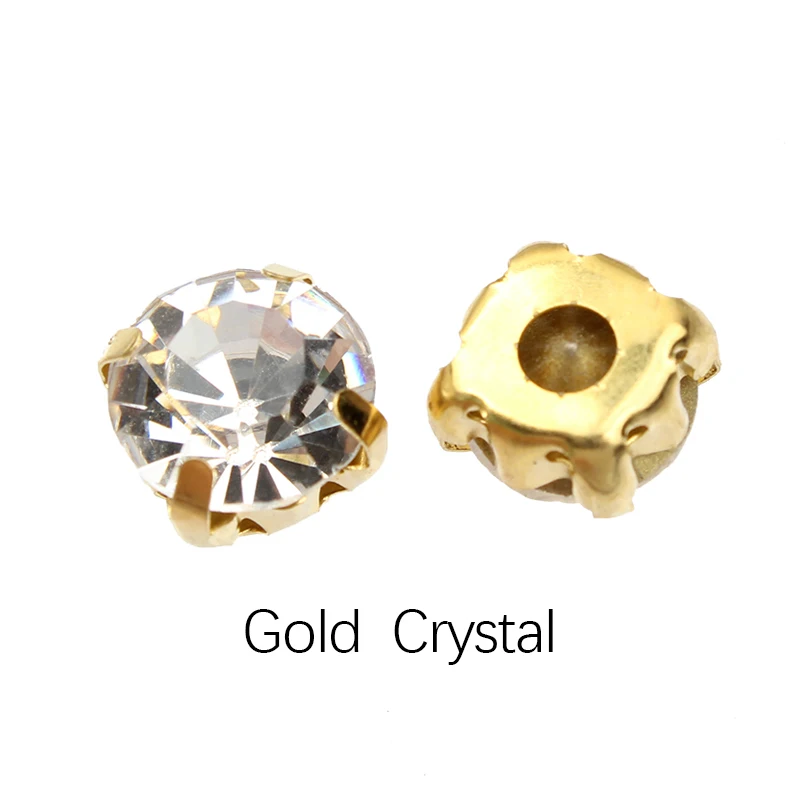 Gold Crystal Горячая пришить горный хрусталь кристально чистый и AB серебро/золото коготь ss12 ss16 ss25 ss30 ss35 ss40 ss50 для одежды DIY украшения - Цвет: Gold Crystal