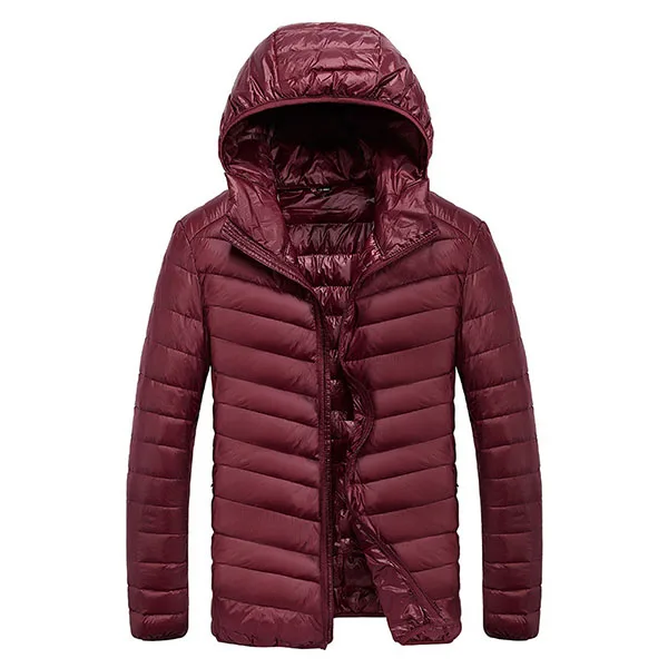 Wine Red Down Jacket Осень г. для мужчин Сверхлегкий 90% белая утка подпушка куртка мужской ветрозащитный непромокаемые парки Пальто для будущих мам Ultra Light Стенд воротник - Цвет: Wine Red Down Jacket