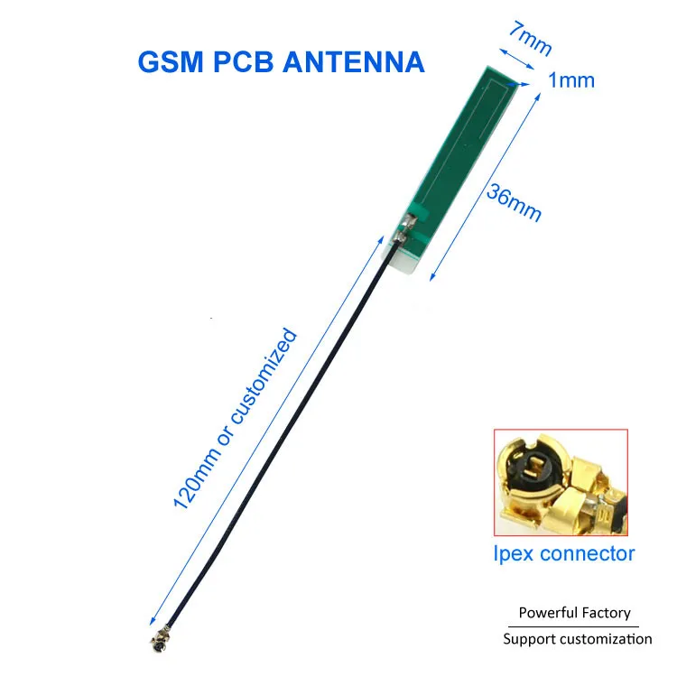Бесплатный образец 3dbi Беспроводная внутренняя u.fl 3g GSM pcb антенна с кабелем 1 13 10 см