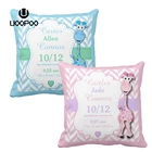 Наволочка на заказ, милая детская наволочка с принтом жирафа синего и розового цветов для детей, белый полиэфирный наволочка, чехол для детской комнаты