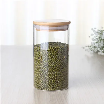 650ml 450/650/950 мл Многоцелевой бамбуковой крышкой стекла воздухонепроницаемая хранение бутылок и банок зерна листьев чая кофе в зернах конфеты банка для еды - Цвет: 650ml