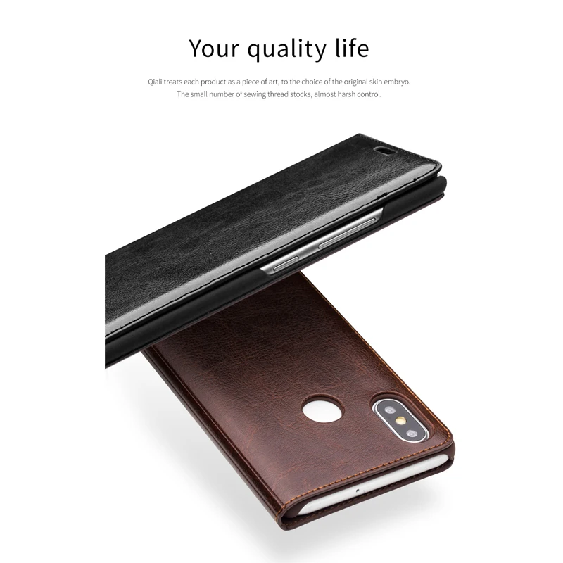 Чехол-книжка QIALINO для Xiaomi Mi 8 6 21 дюйма из натуральной кожи с отделением карт |
